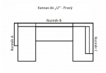 Kansas do „U" - Délka 417 cm. Sestava Otoman + 3,5 P + Lenoška nebo Lenoška + 3,5 P + Otoman